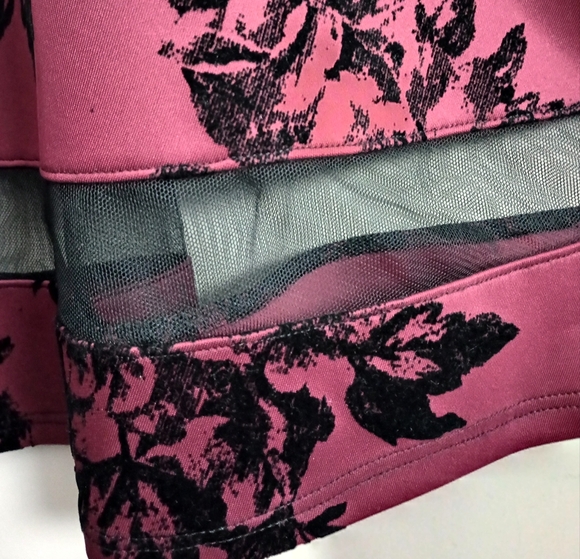 Faith & Joy Midi Skirt with Velvet Burnout Floral Print Size Medium - Picture 5 of 7